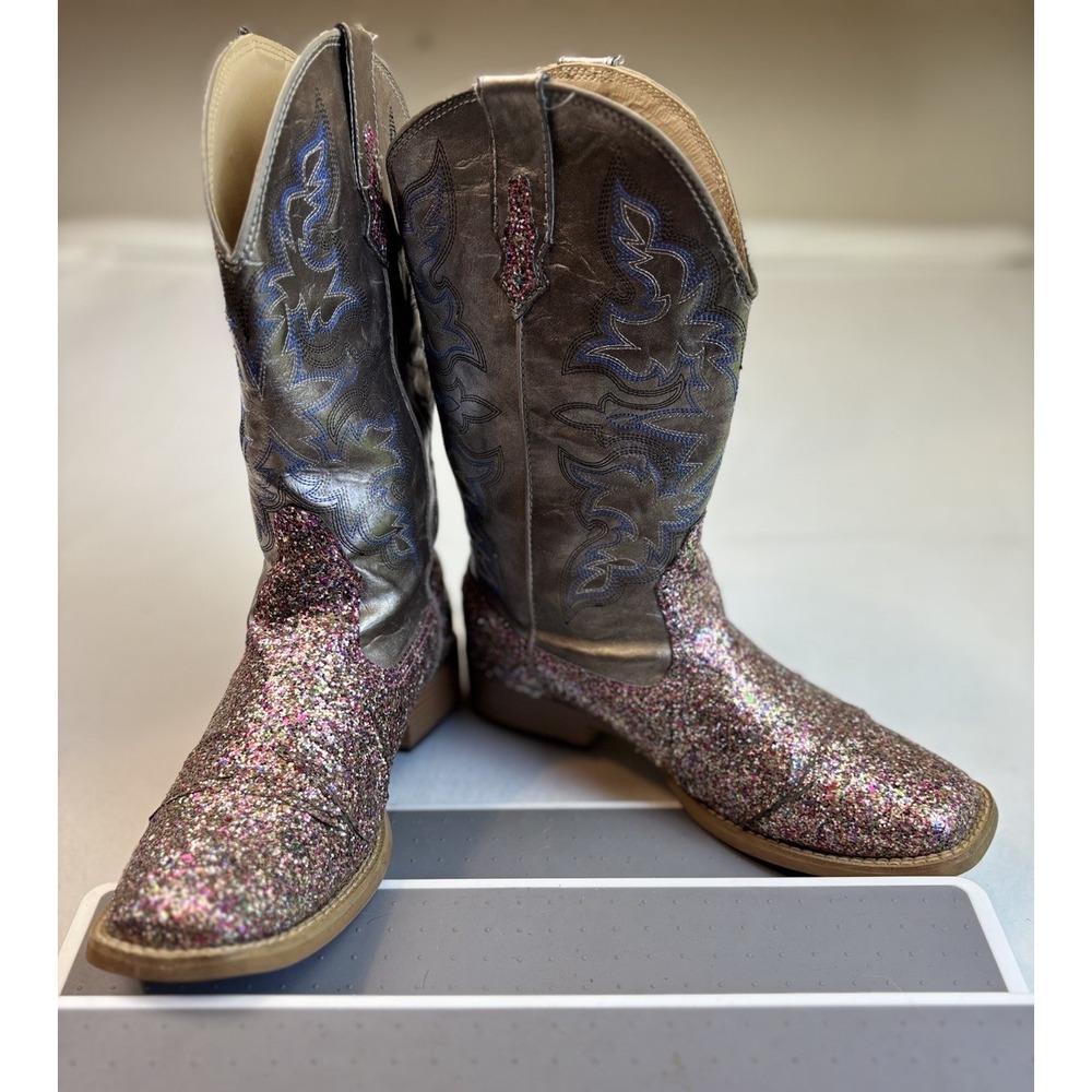 Roper Glitter Multicolor Western Cowgirl Boots 9 Embroidered‎